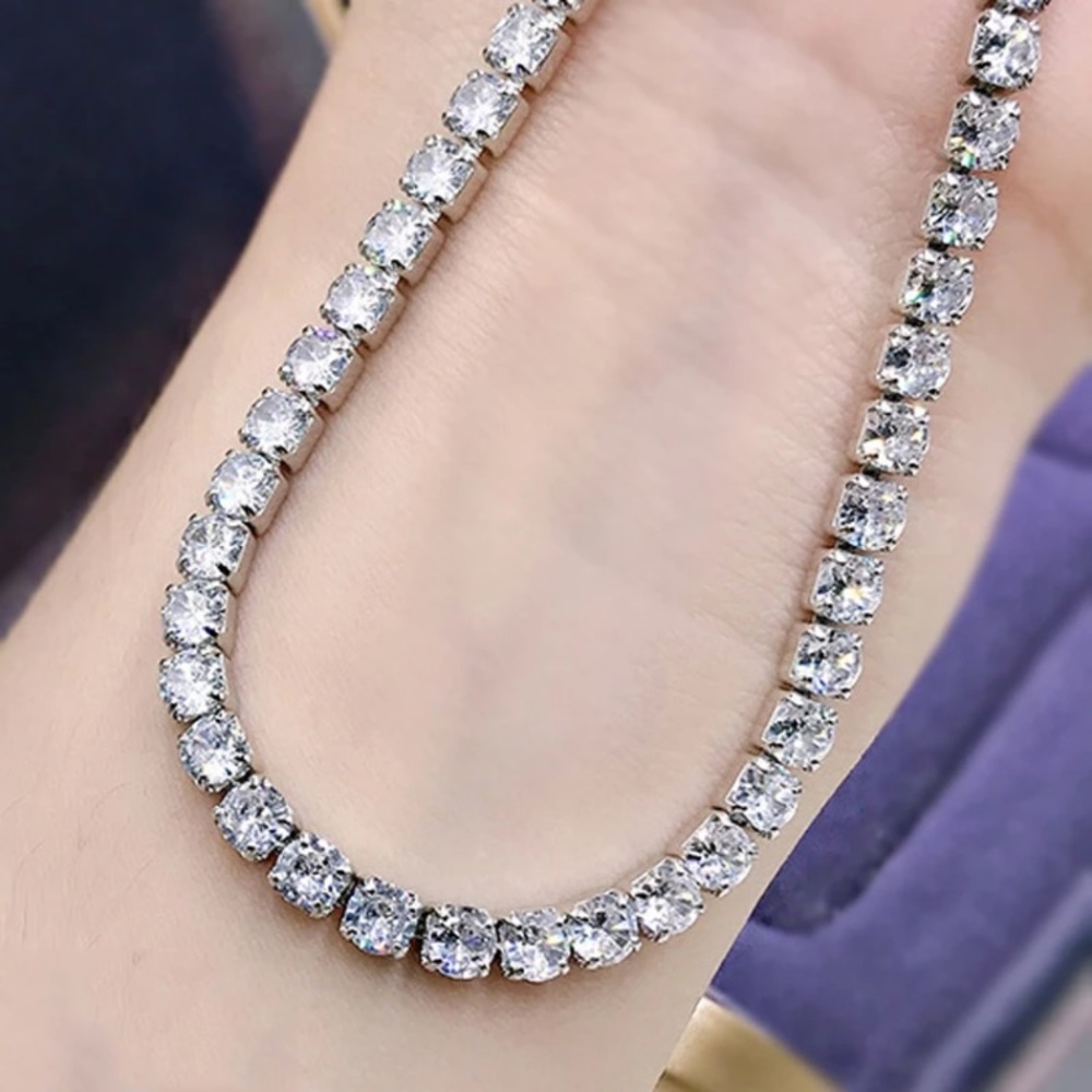 Luxury Diamond Rhinestone Tennis Necklace - Picture 5 of 7